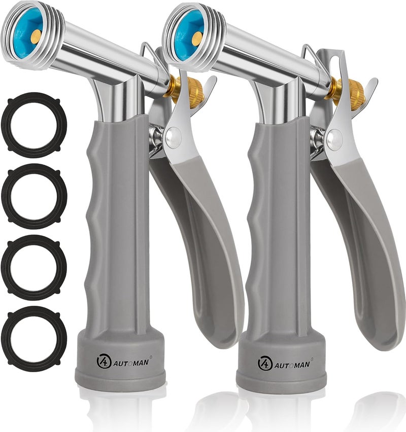 AUTOMAN Full Size Garden Hose Nozzle 2 Pack, High Pressure Pistol Grip Water Nozzle Sprayer with Threaded Front, Adjustable Spray Water Flow for Washing Car, Cleaning Ground, Watering Plants - Image 1